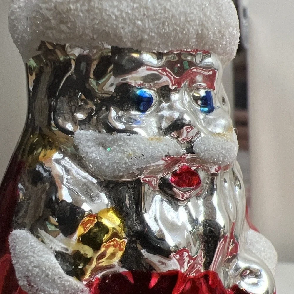 VTG Western Germany Mercury Glass Blown Ornament Santa Claus Lot of‎ 4 Classic